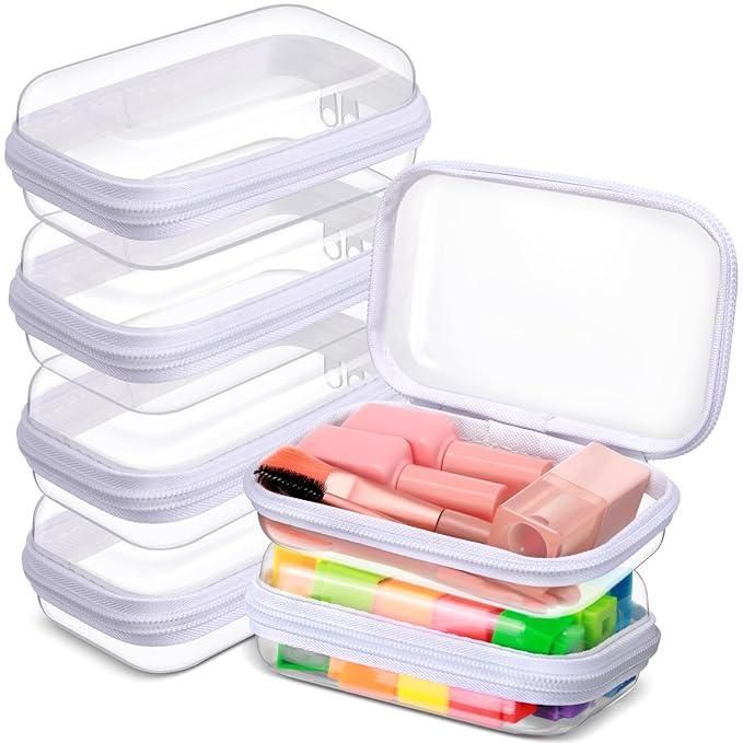 6 Pcs Clear Hard Zipper Pouches for Multipurpose Use